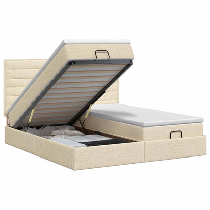Ottoman bed met matras met hoofdeinde 2 st Crèmekleurig Stof