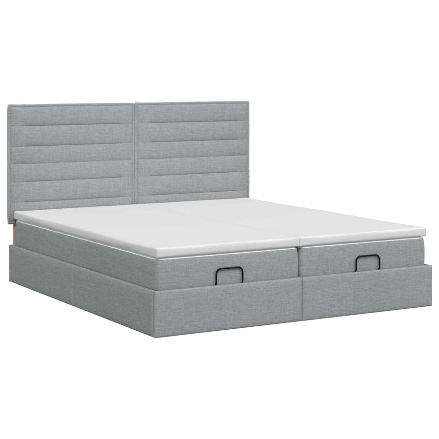 Ottoman bed met matras met hoofdeinde 2 st Lichtgrijs Stof