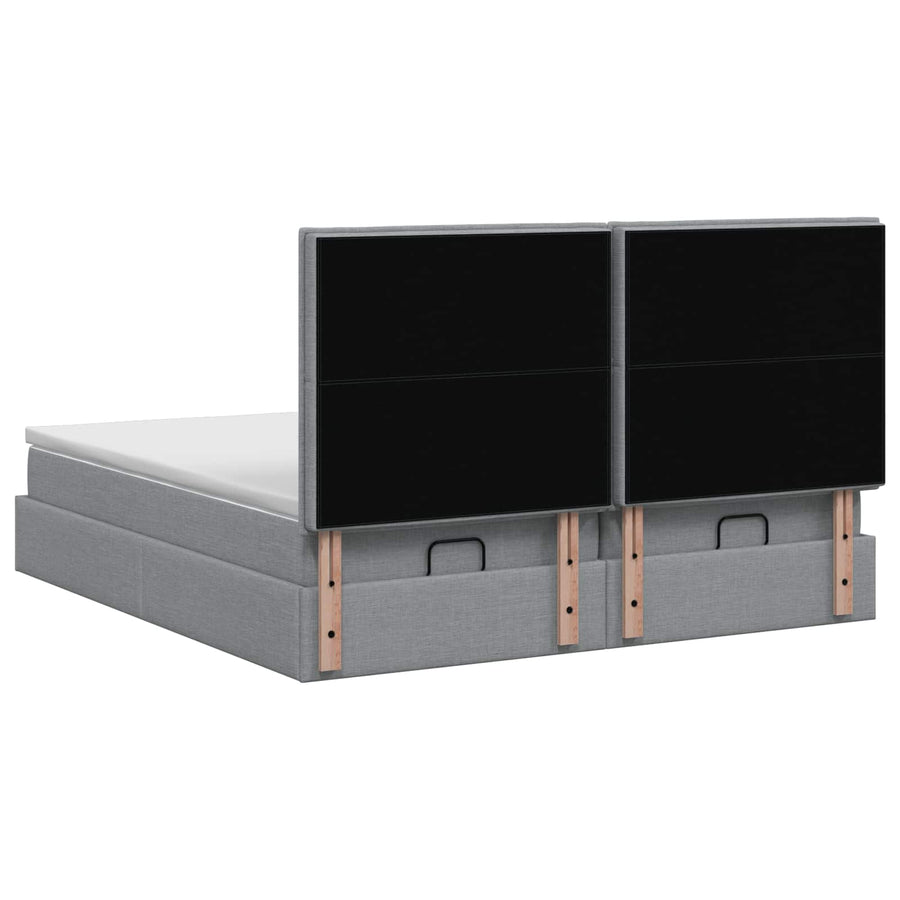 Ottoman bed met matras met hoofdeinde 2 st Lichtgrijs Stof