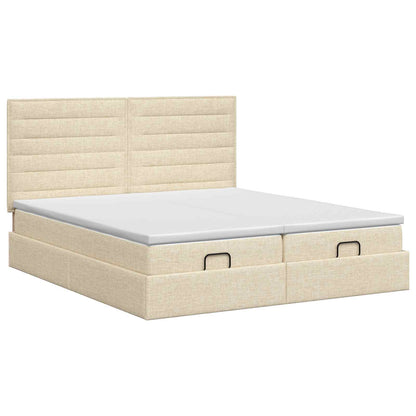 Ottoman bed met matras met hoofdeinde 2 st Crèmekleurig Stof