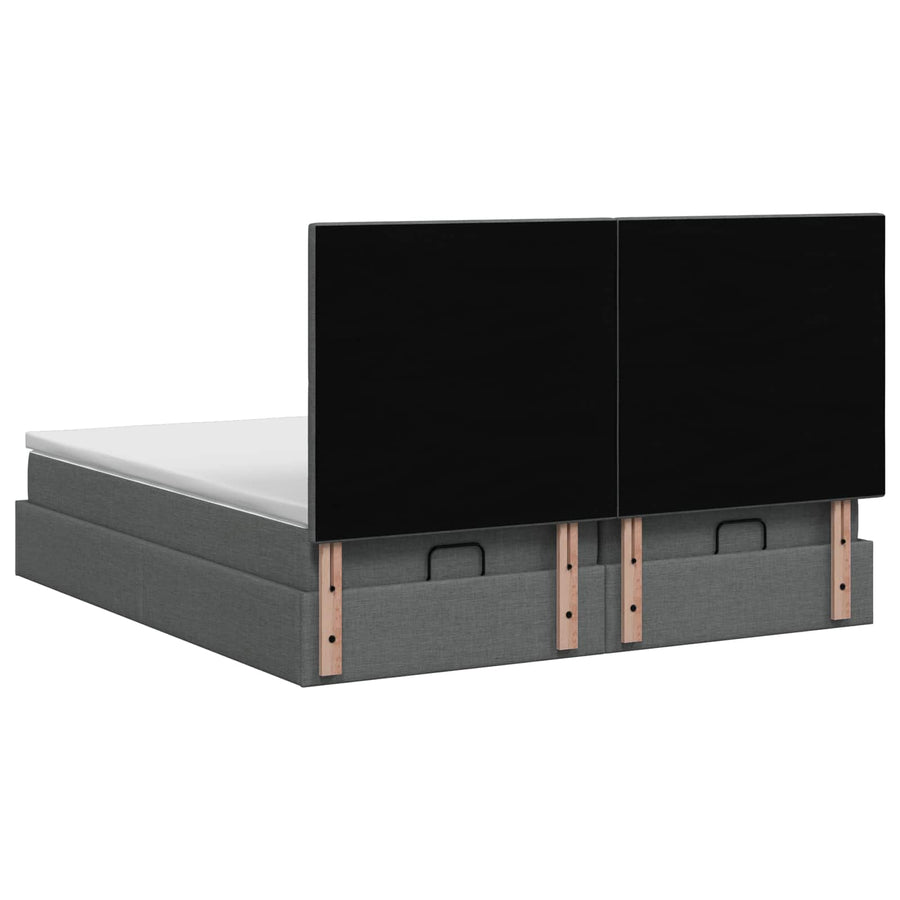 Ottoman bed met matras met hoofdeinde 2 st Donkergrijs Stof