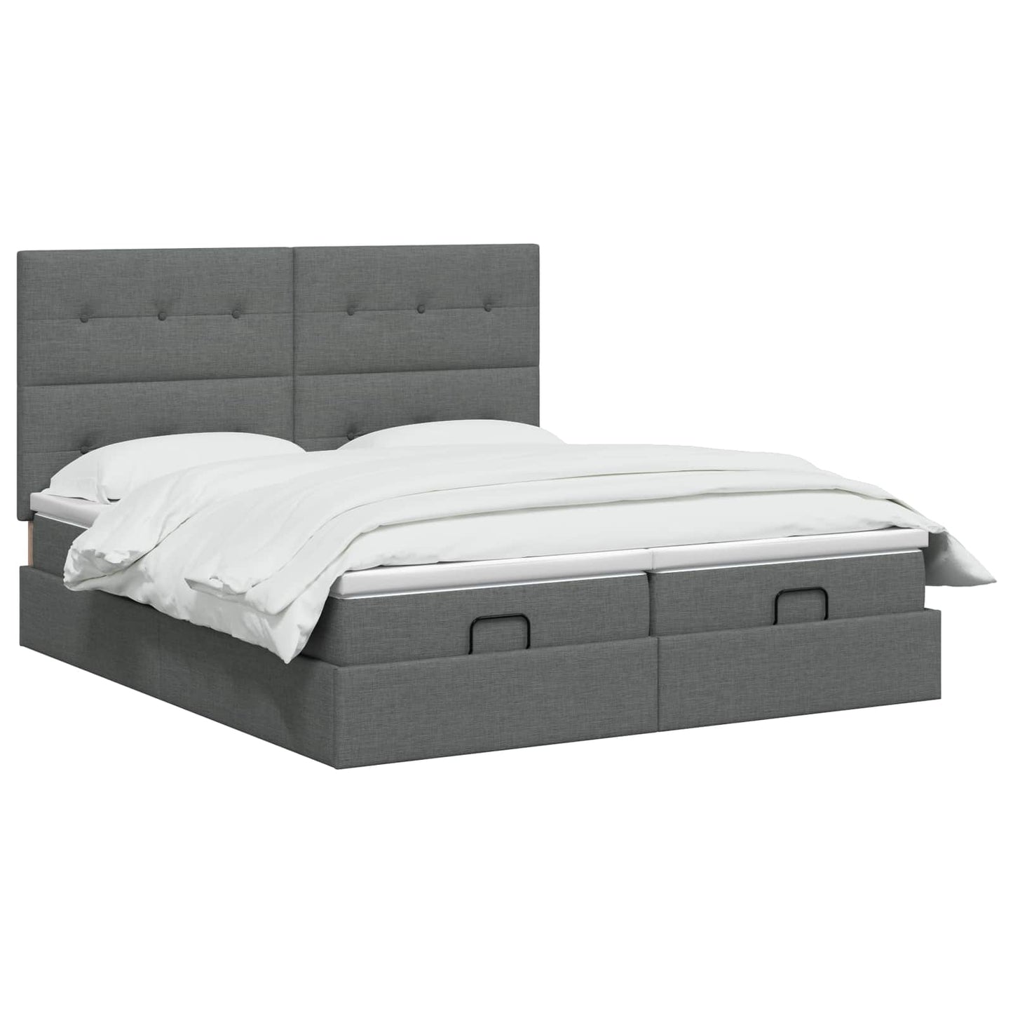 Ottoman bed met matras met hoofdeinde 2 st Donkergrijs Stof