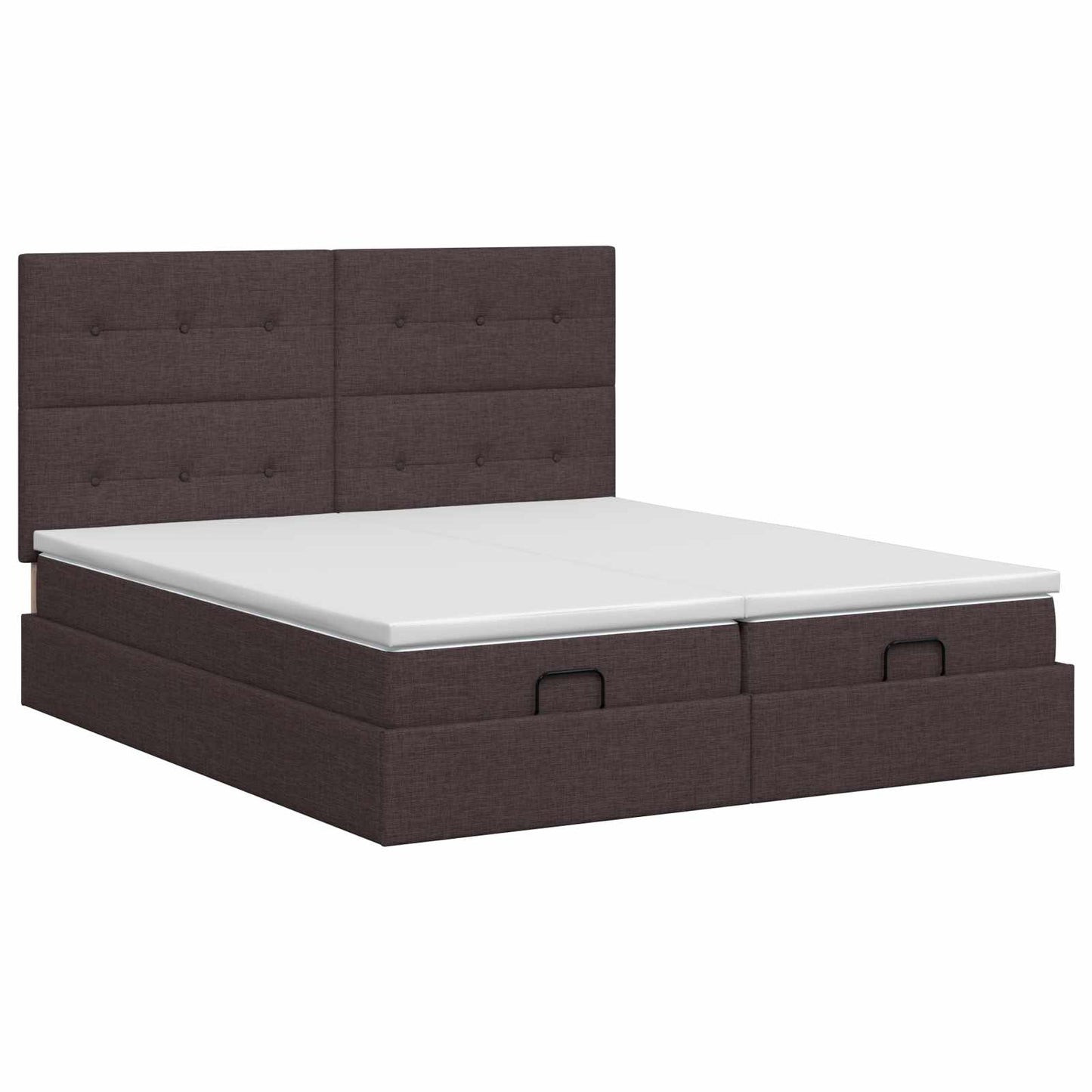 Ottoman bed met matras met hoofdeinde 2 st Donkerbruin Stof