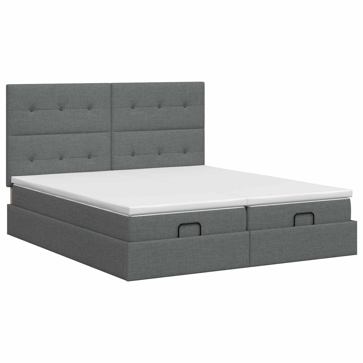 Ottoman bed met matras met hoofdeinde 2 st Donkergrijs Stof