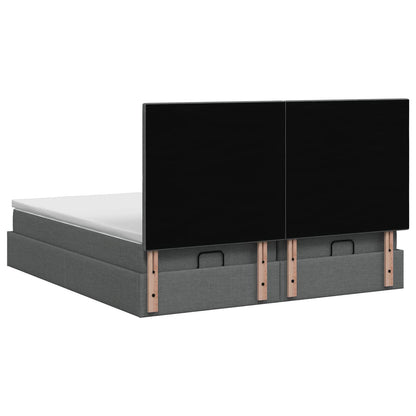 Ottoman bed met matras met hoofdeinde 2 st Donkergrijs Stof