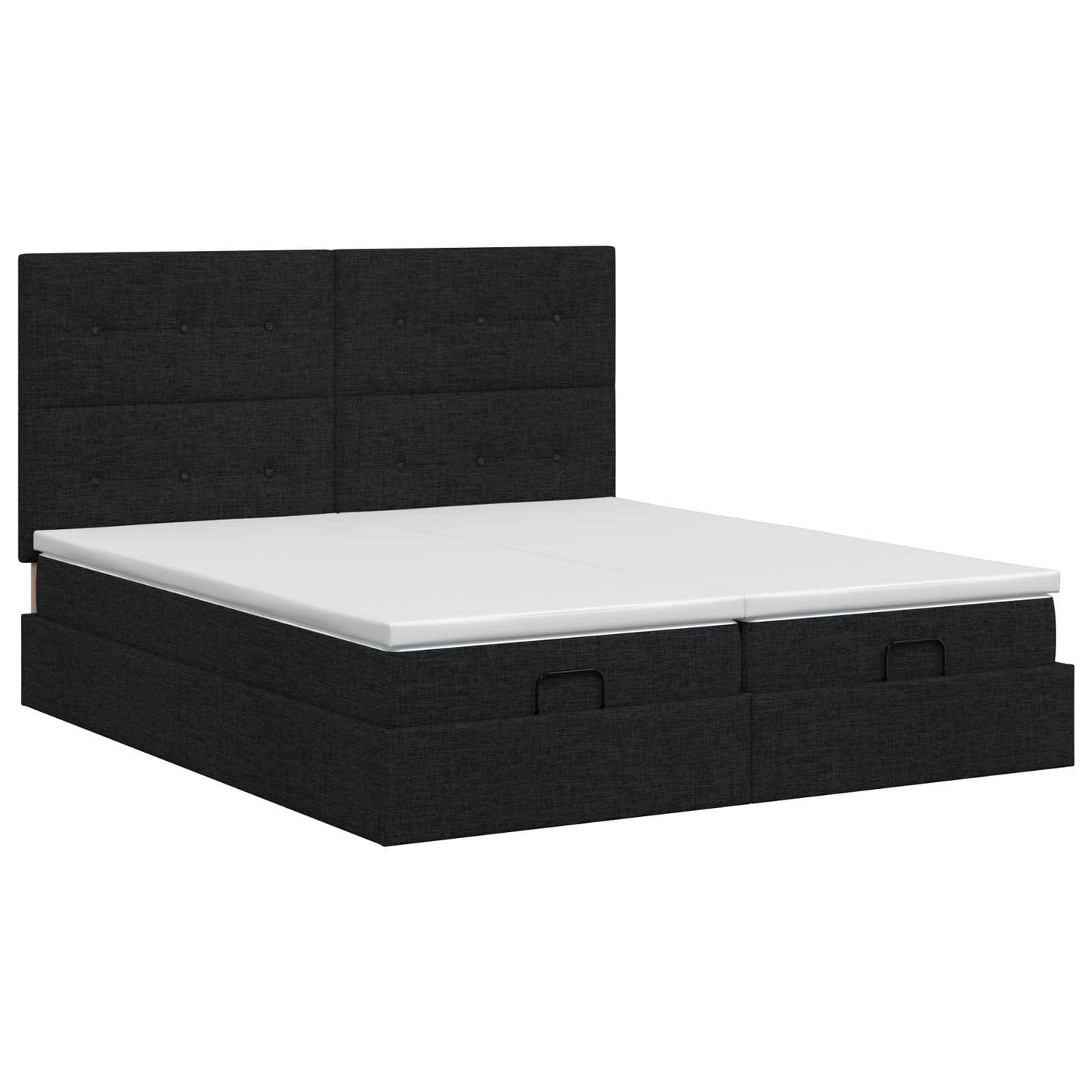 Ottoman bed met matras met hoofdeinde 2 st Zwart Stof