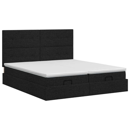 Ottoman bed met matras met hoofdeinde 2 st Zwart Stof