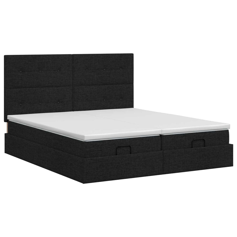 Ottoman bed met matras met hoofdeinde 2 st Zwart Stof