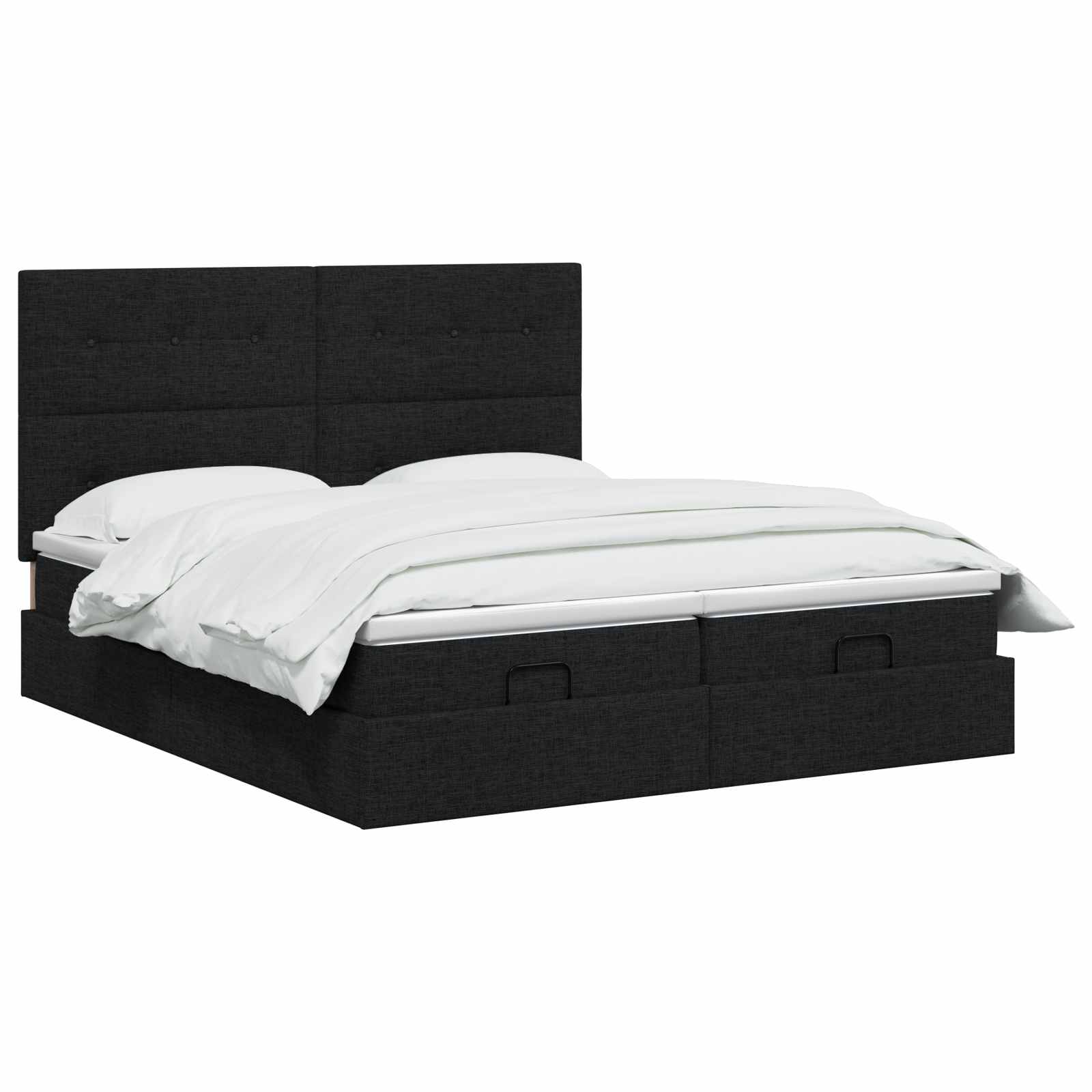 Ottoman bed met matras met hoofdeinde 2 st Zwart Stof
