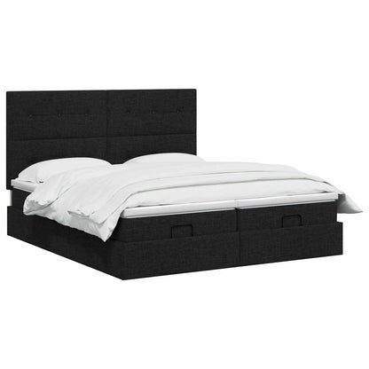 Ottoman bed met matras met hoofdeinde 2 st Zwart Stof