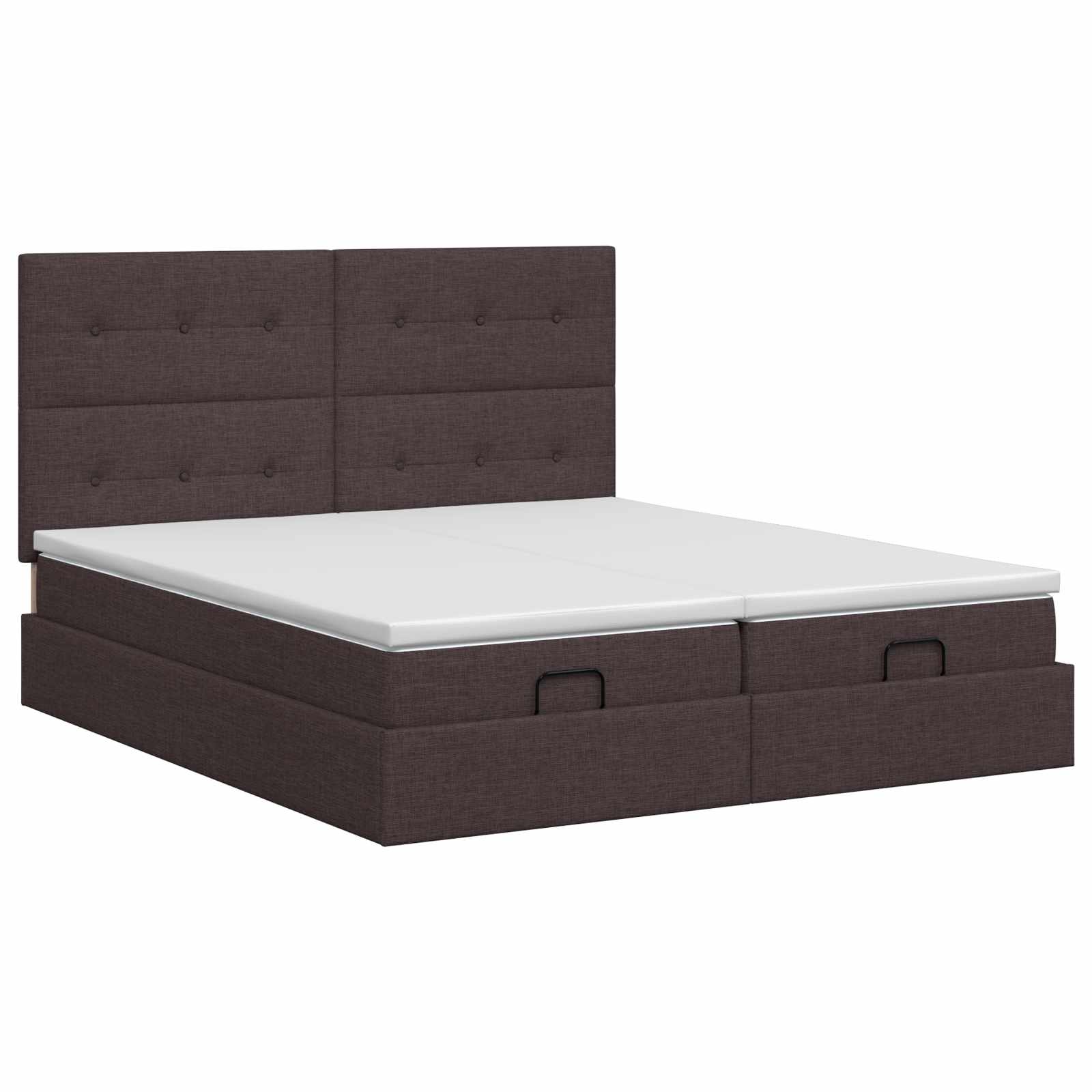 Ottoman bed met matras met hoofdeinde 2 st Donkerbruin Stof