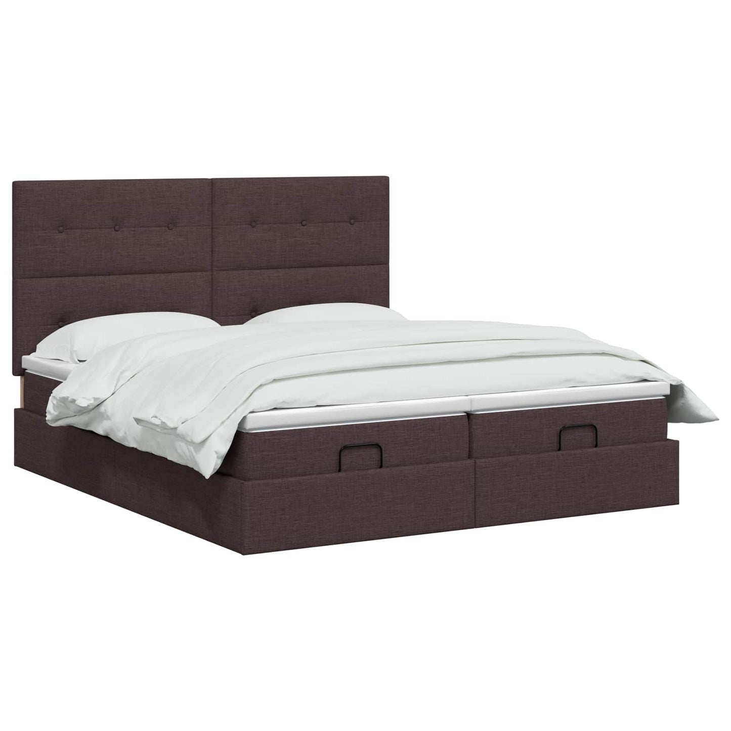 Ottoman bed met matras met hoofdeinde 2 st Donkerbruin Stof