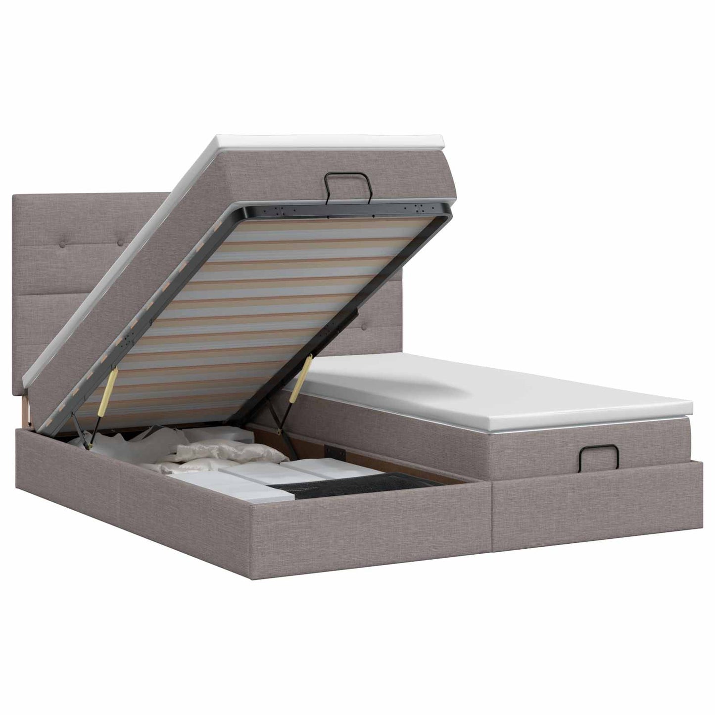 Ottoman bed met matras met hoofdeinde 2 st Taupe Stof