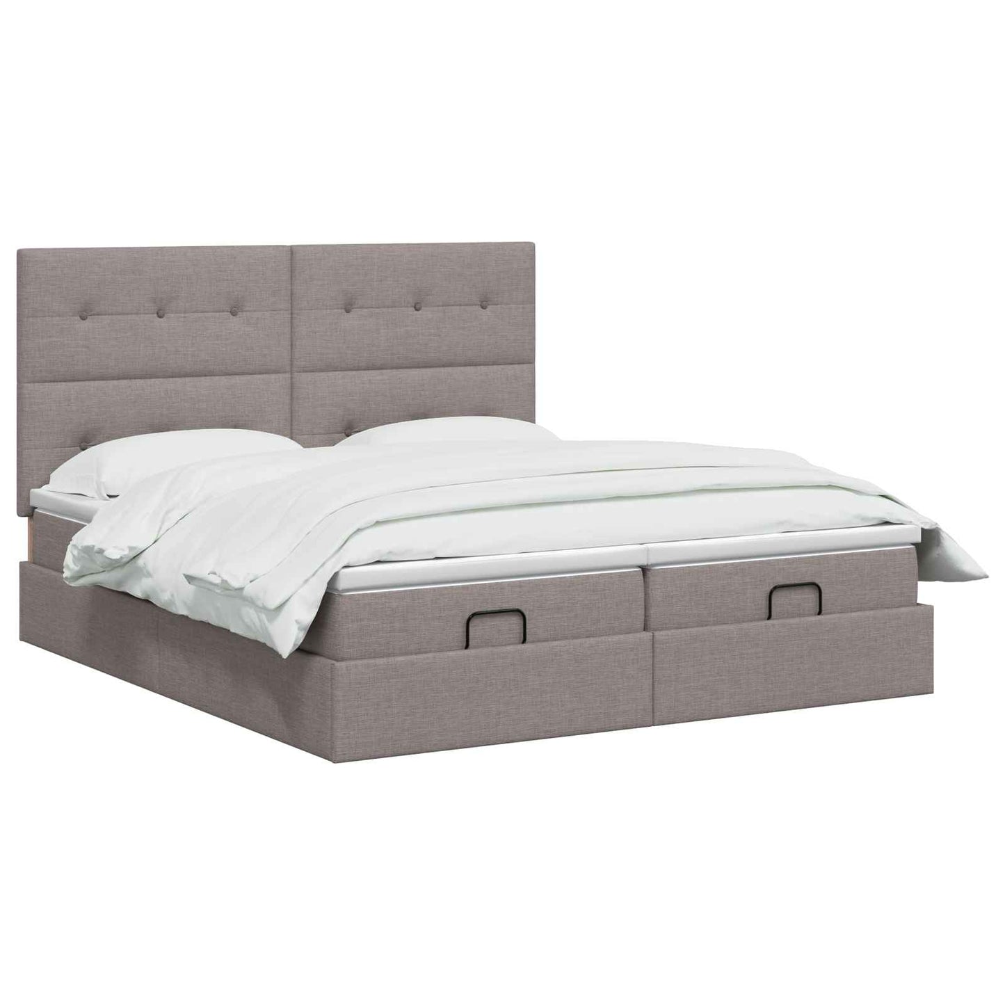 Ottoman bed met matras met hoofdeinde 2 st Taupe Stof