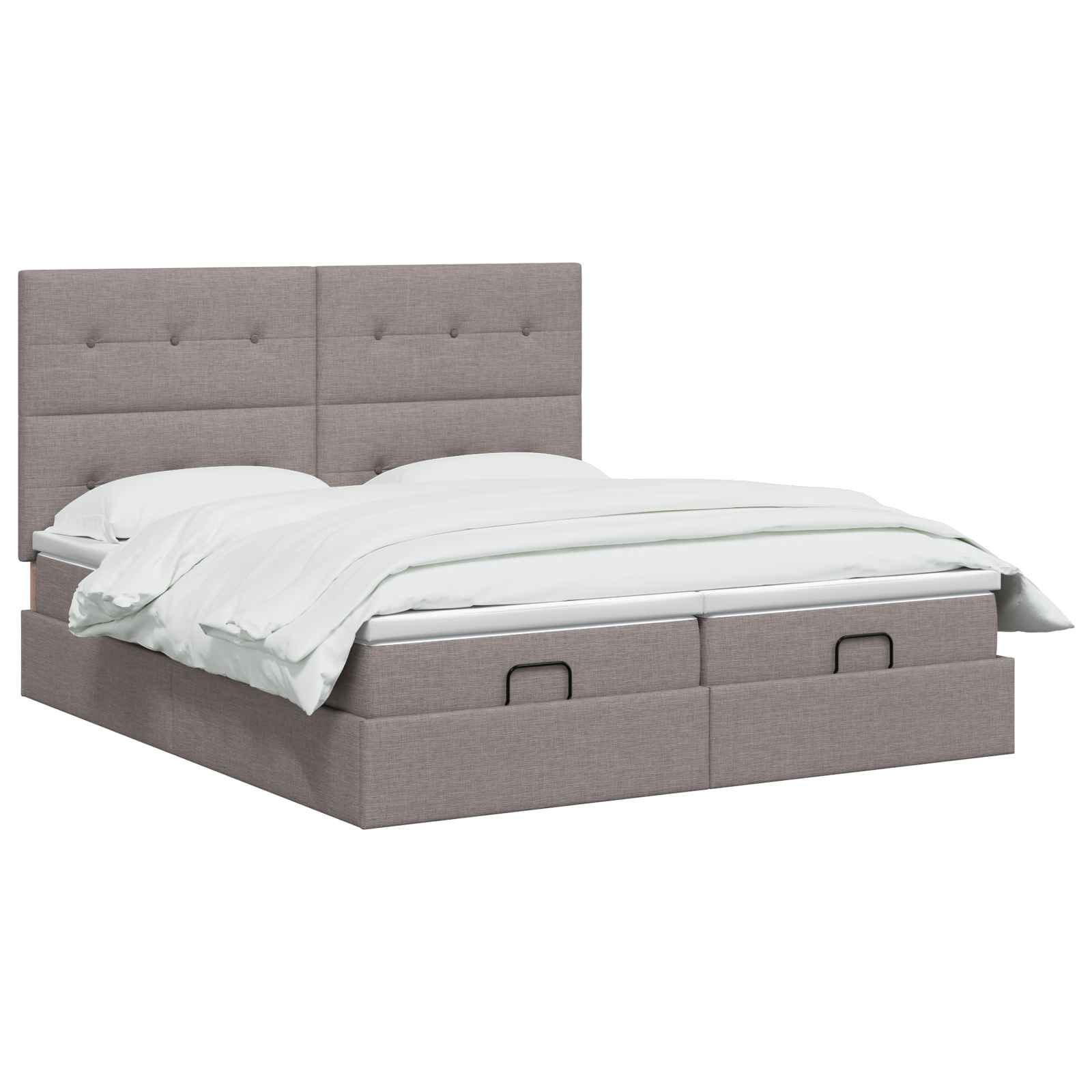 Ottoman bed met matras met hoofdeinde 2 st Taupe Stof