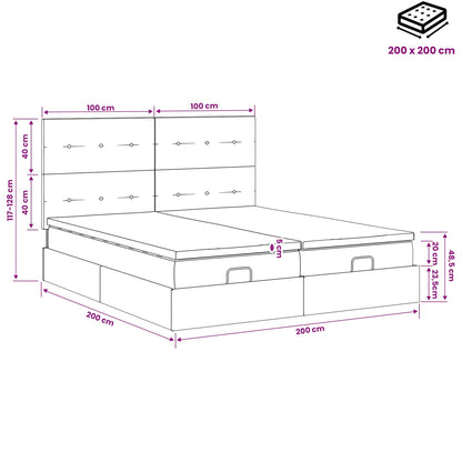 Ottoman bed met matras met hoofdeinde 2 st Taupe Stof