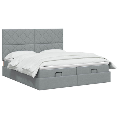 Ottoman bed met matras met hoofdeinde 2 st Lichtgrijs Stof