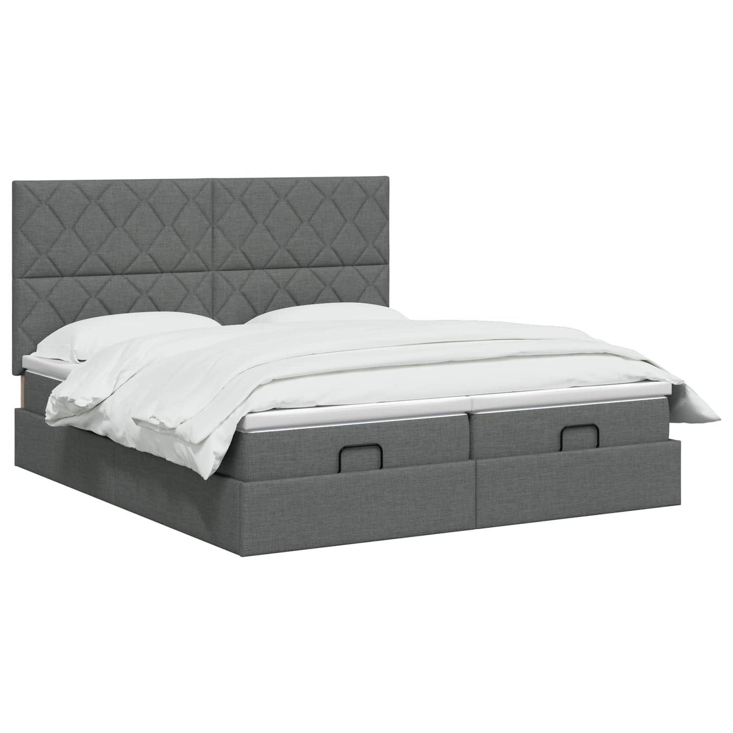 Ottoman bed met matras met hoofdeinde 2 st Donkergrijs Stof