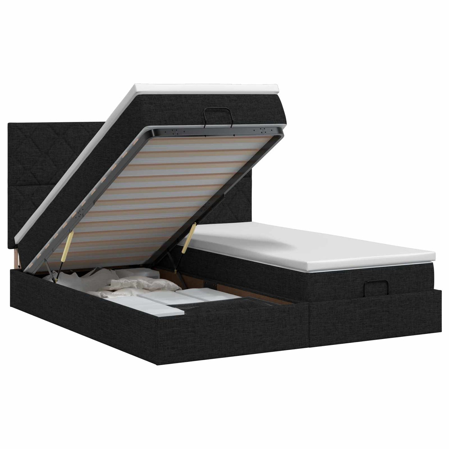 Ottoman bed met matras met hoofdeinde 2 st Zwart Stof