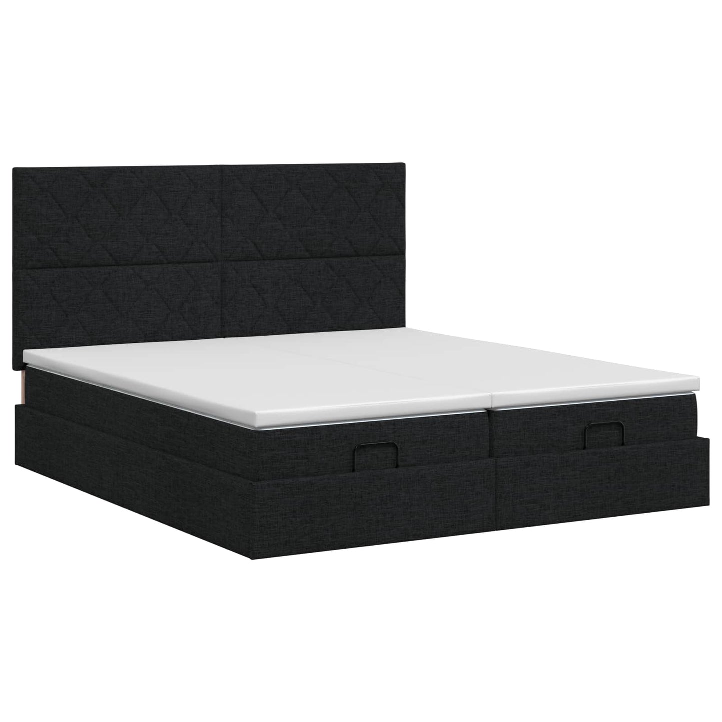 Ottoman bed met matras met hoofdeinde 2 st Zwart Stof