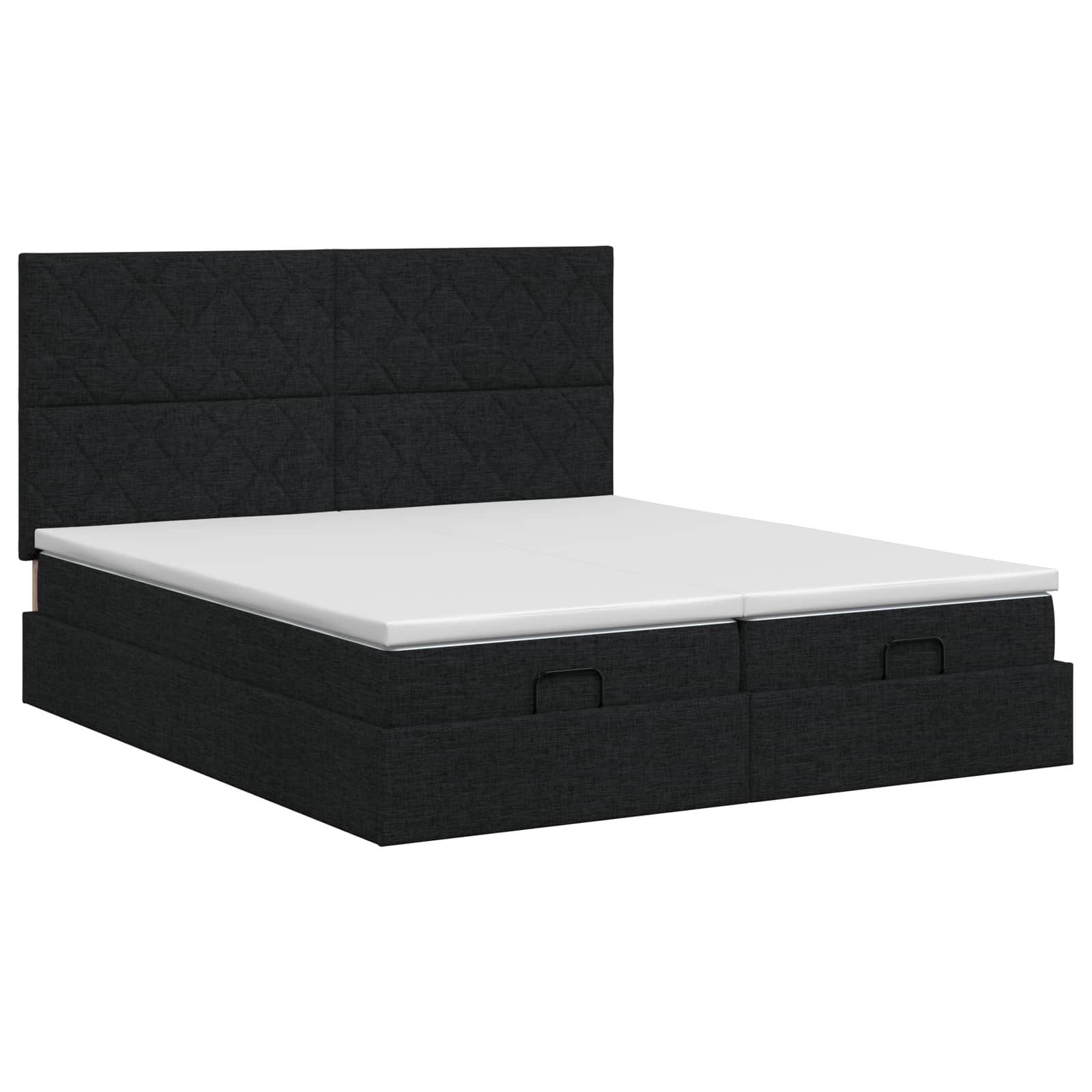 Ottoman bed met matras met hoofdeinde 2 st Zwart Stof