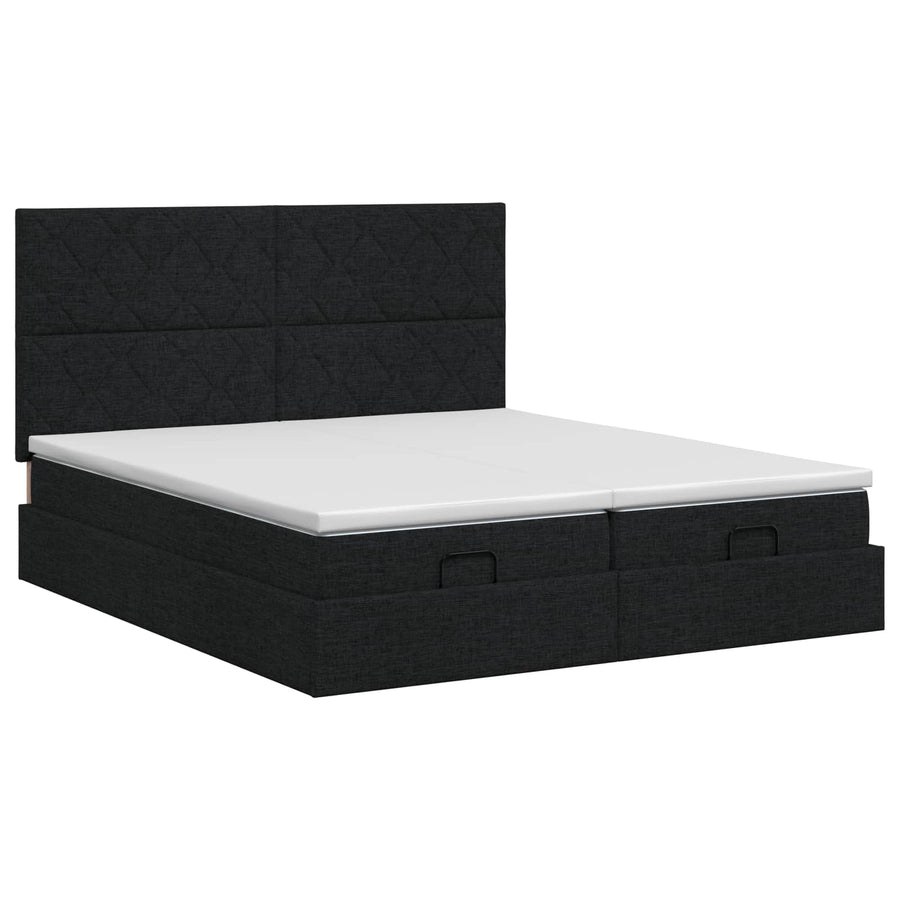 Ottoman bed met matras met hoofdeinde 2 st Zwart Stof