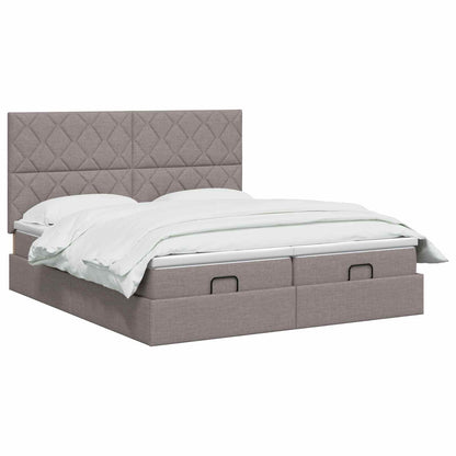 Ottoman bed met matras met hoofdeinde 2 st Taupe Stof