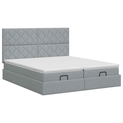 Ottoman bed met matras met hoofdeinde 2 st Lichtgrijs Stof