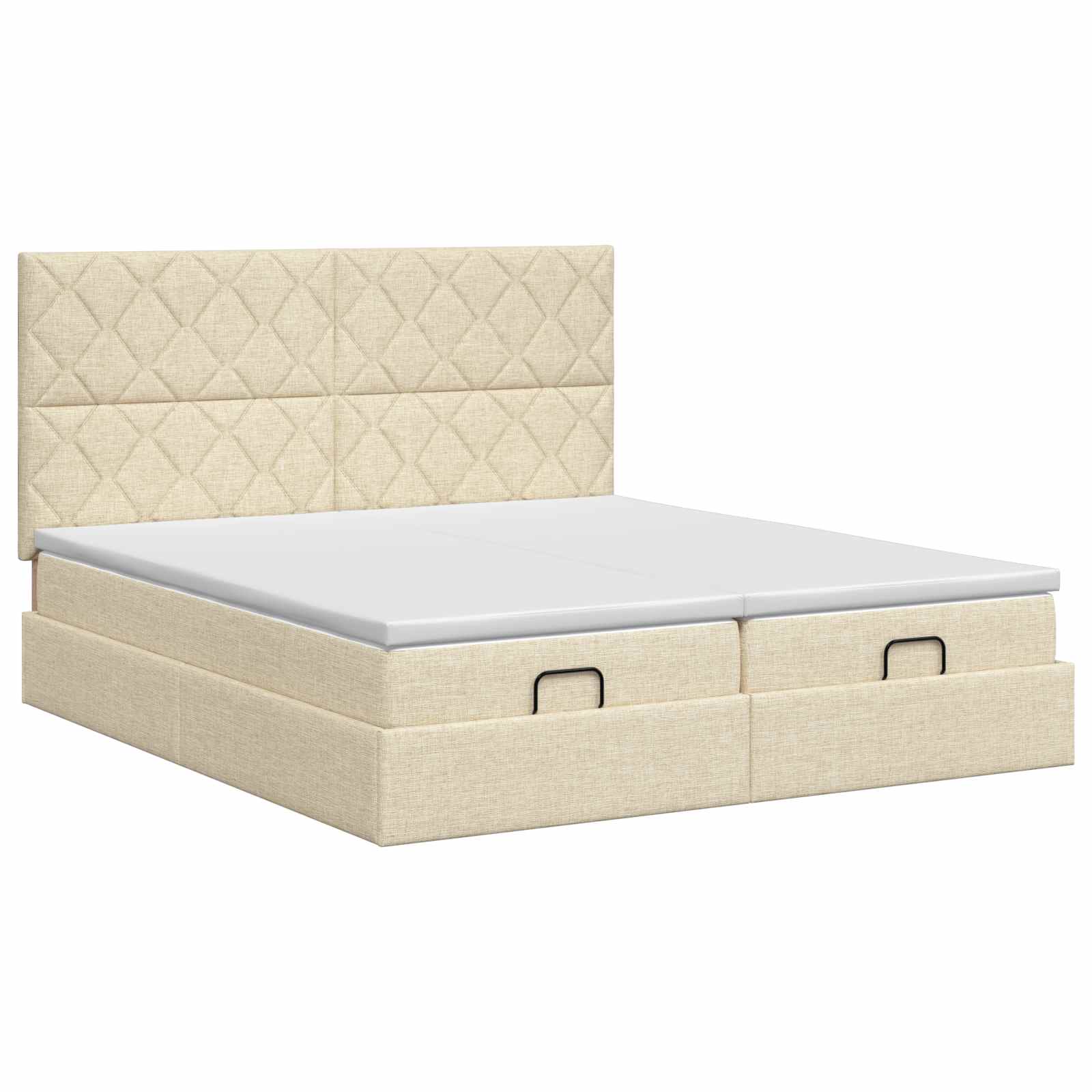 Ottoman bed met matras met hoofdeinde 2 st Crèmekleurig Stof