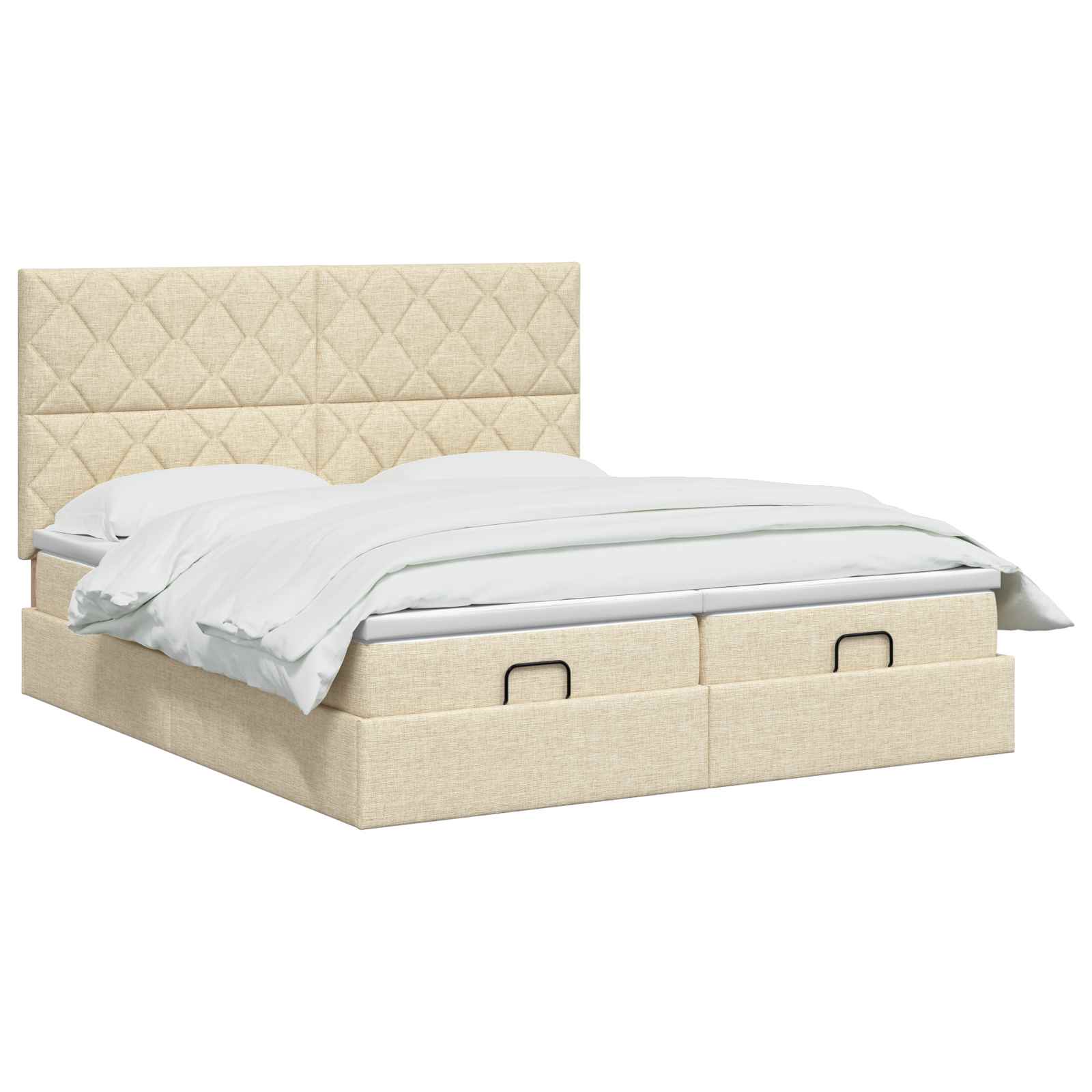 Ottoman bed met matras met hoofdeinde 2 st Crèmekleurig Stof