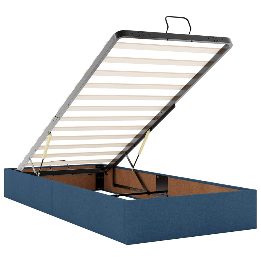 Ottoman bed met matras met hoofdeinde 2 st Blauw Stof