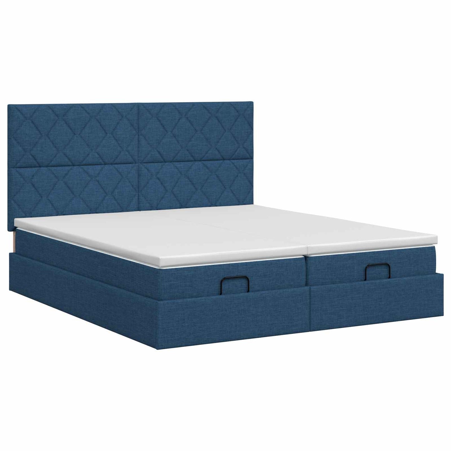 Ottoman bed met matras met hoofdeinde 2 st Blauw Stof