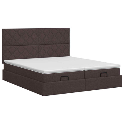 Ottoman bed met matras met hoofdeinde 2 st Donkerbruin Stof