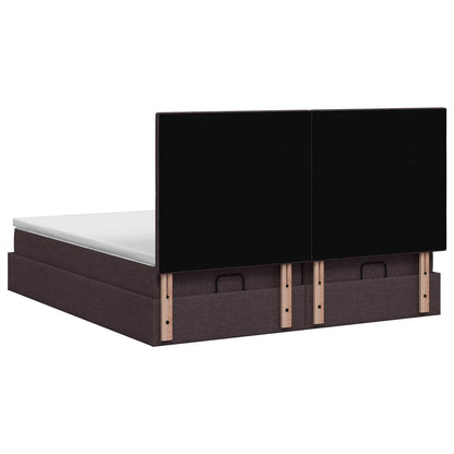 Ottoman bed met matras met hoofdeinde 2 st Donkerbruin Stof