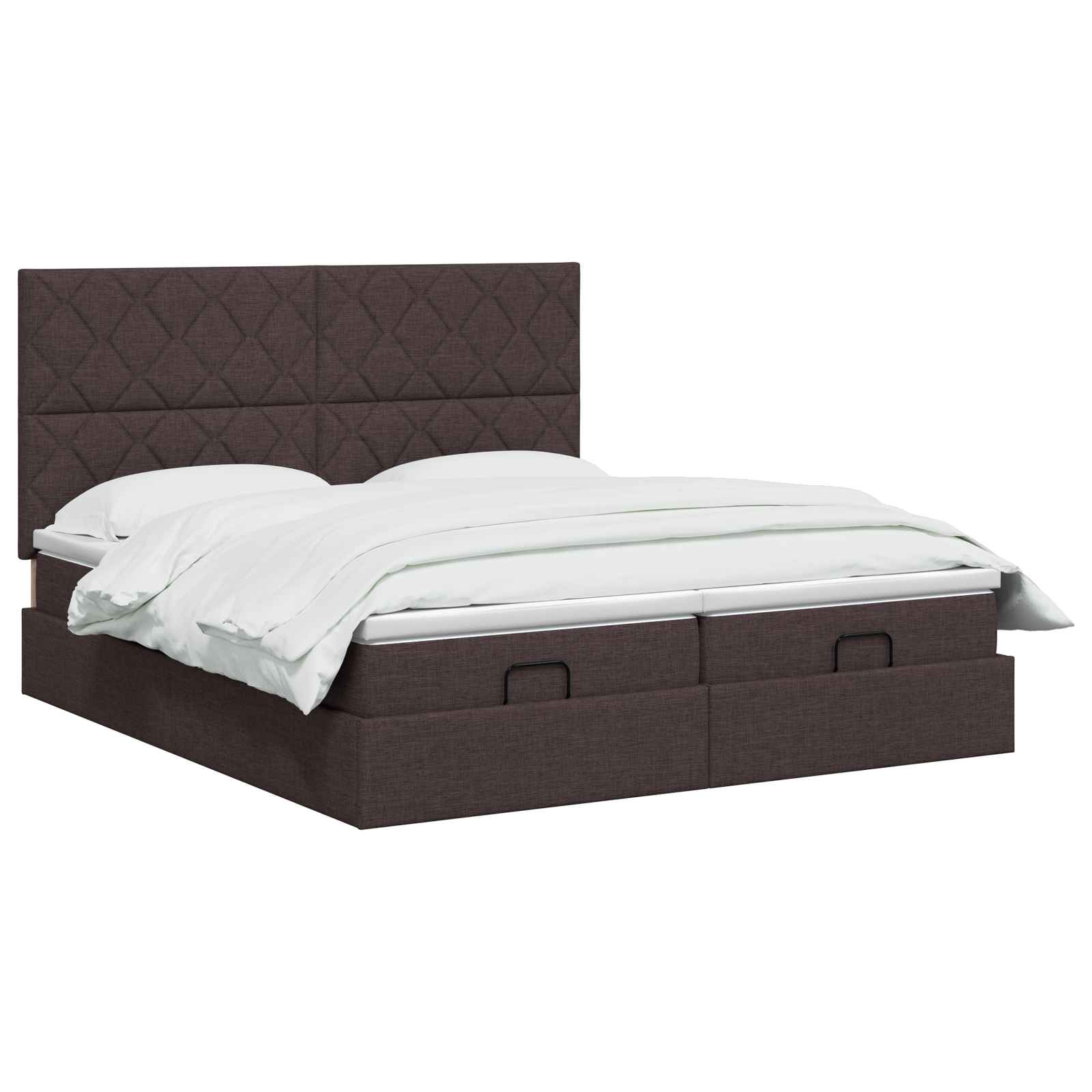 Ottoman bed met matras met hoofdeinde 2 st Donkerbruin Stof