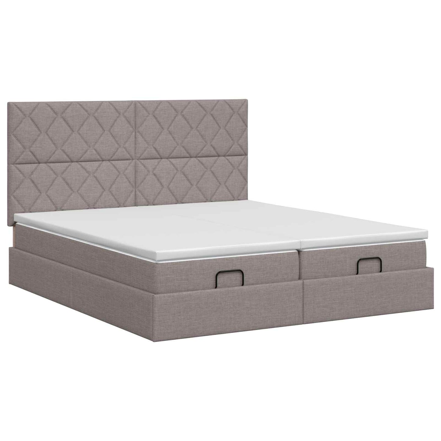 Ottoman bed met matras met hoofdeinde 2 st Taupe Stof