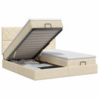 Ottoman bed 200x200 cm crèmekleurig stof met matras
