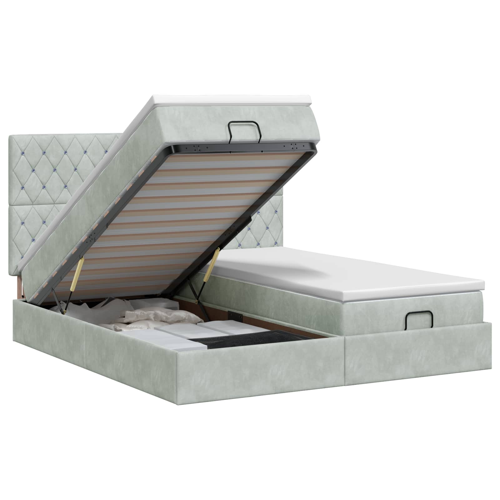 Ottoman bed met matras met hoofdeinde 2 st Lichtgrijs Fluweel