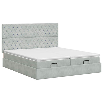 Ottoman bed met matras met hoofdeinde 2 st Lichtgrijs Fluweel