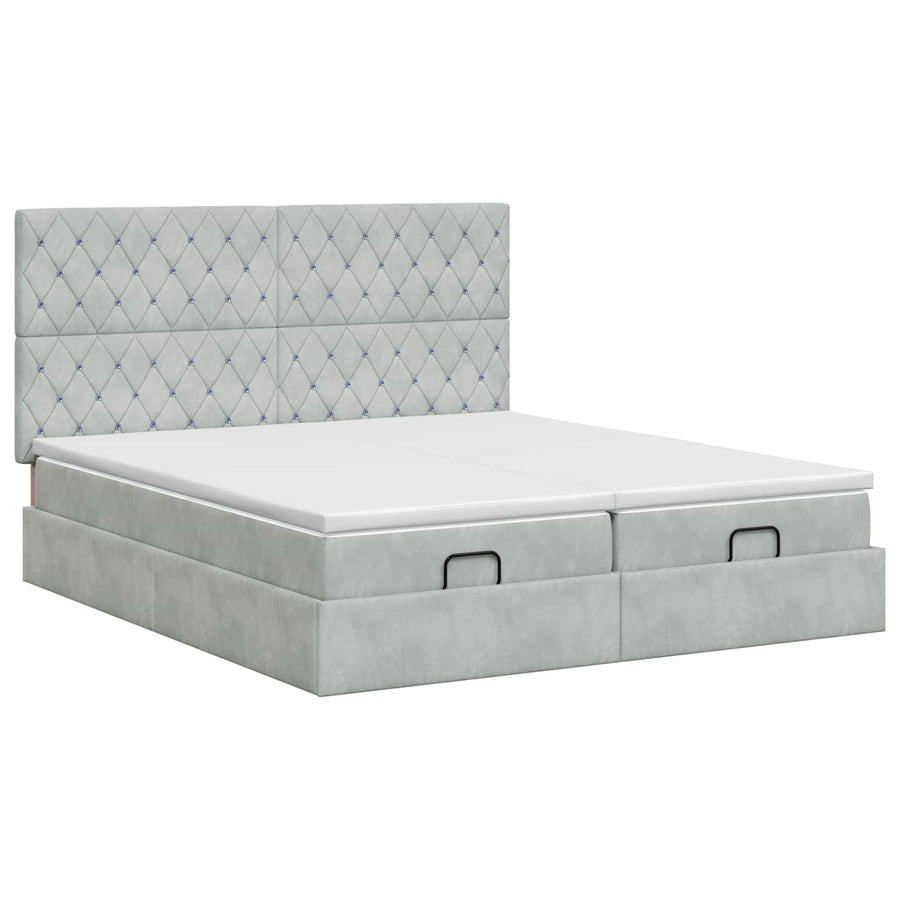 Ottoman bed met matras met hoofdeinde 2 st Lichtgrijs Fluweel