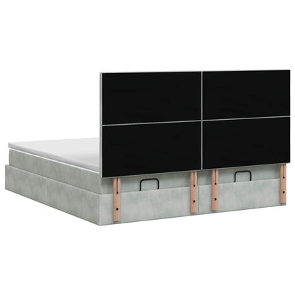 Ottoman bed met matras met hoofdeinde 2 st Lichtgrijs Fluweel