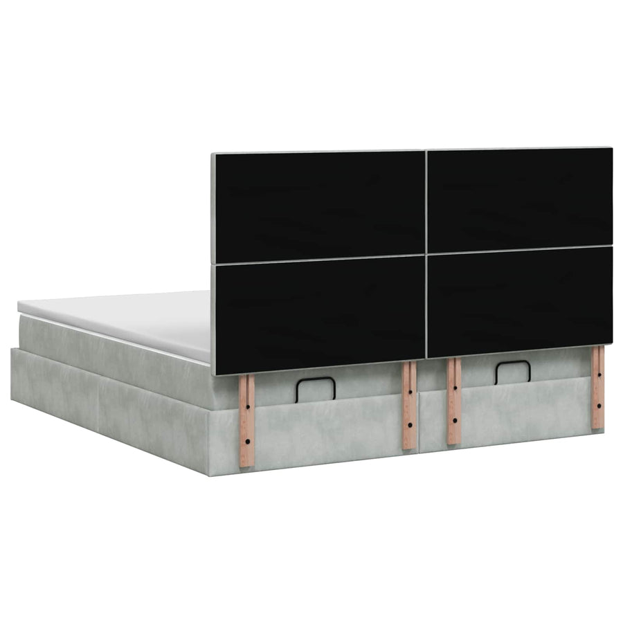Ottoman bed met matras met hoofdeinde 2 st Lichtgrijs Fluweel