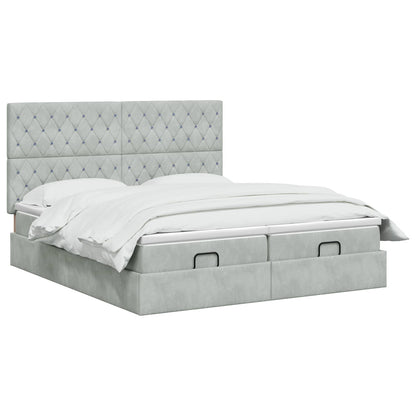 Ottoman bed met matras met hoofdeinde 2 st Lichtgrijs Fluweel