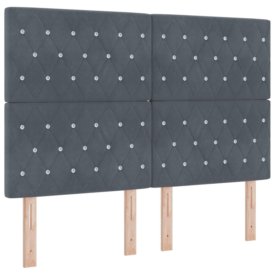 Ottoman bed met matras met hoofdeinde 2 st Donkergrijs Fluweel