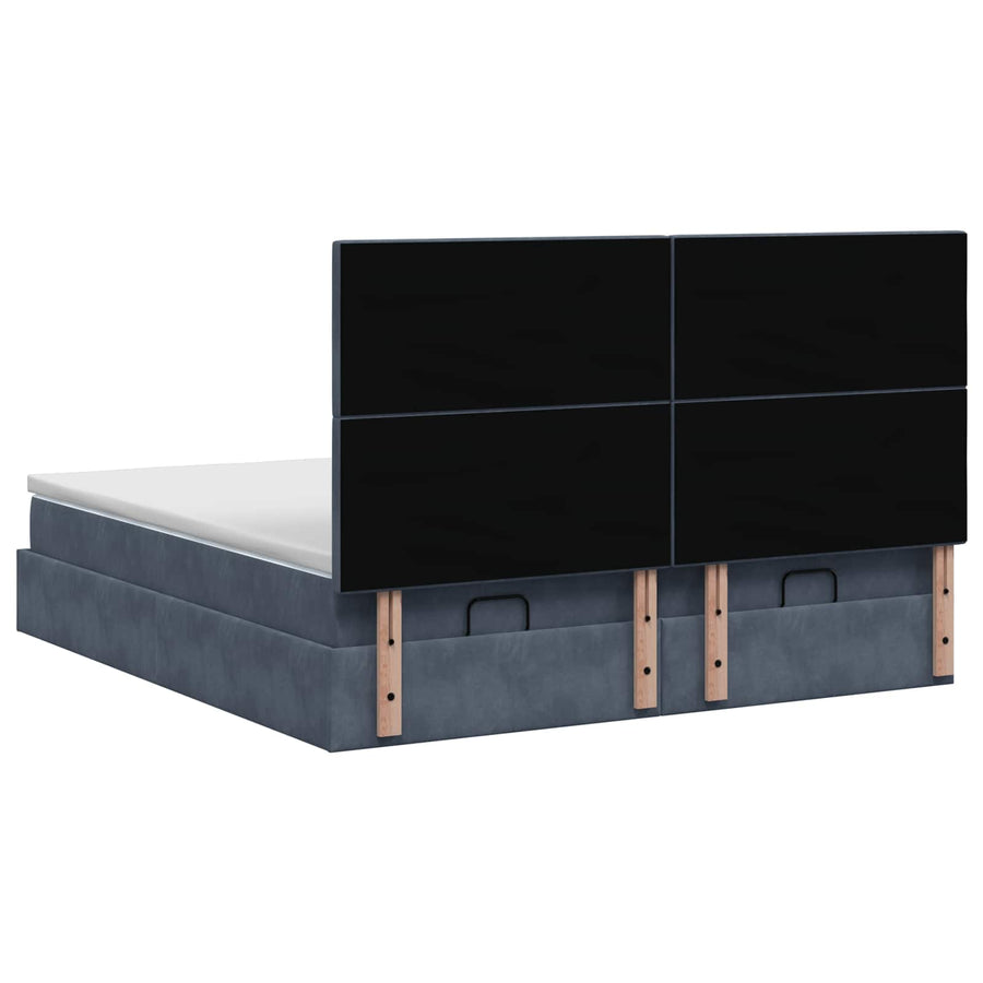 Ottoman bed met matras met hoofdeinde 2 st Donkergrijs Fluweel
