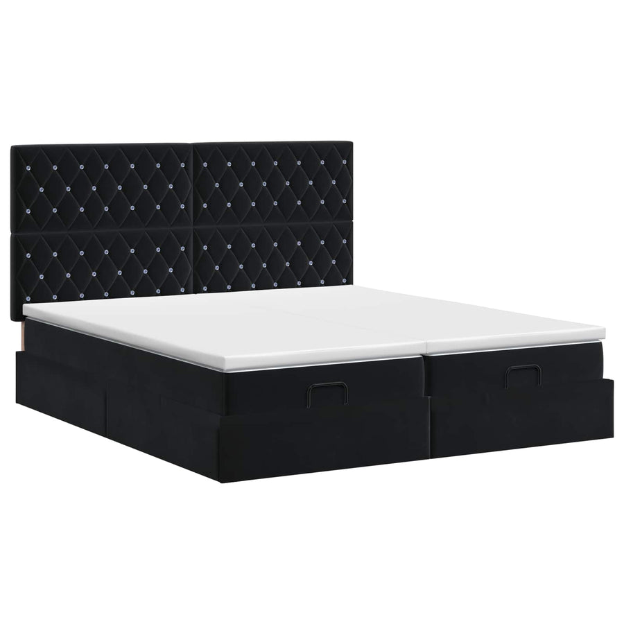 Ottoman bed met matras met hoofdeinde 2 st Zwart Fluweel