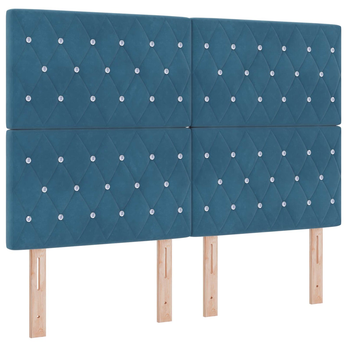 Ottoman bed met matras met hoofdeinde 2 st Donkerblauw Fluweel