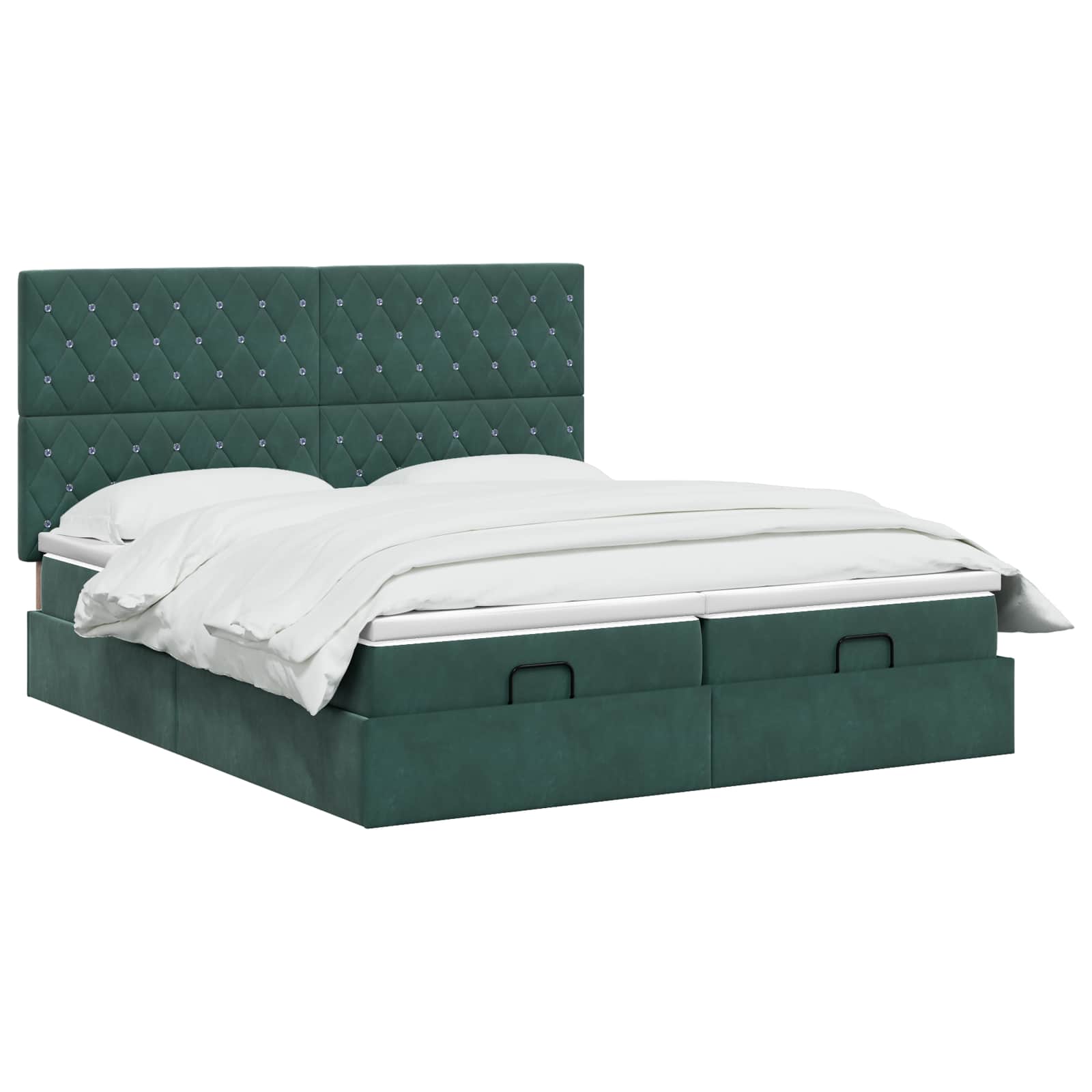Ottoman bed met matras met hoofdeinde 2 st Donkergroen Fluweel
