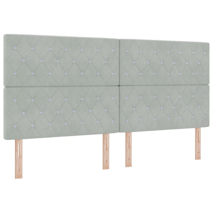 Ottoman bed met matras met hoofdeinde 2 st Lichtgrijs Fluweel