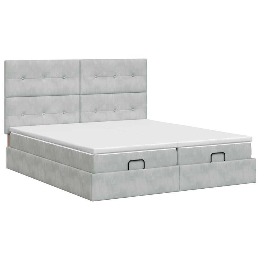 Ottoman bed met matras met hoofdeinde 2 st Lichtgrijs Fluweel